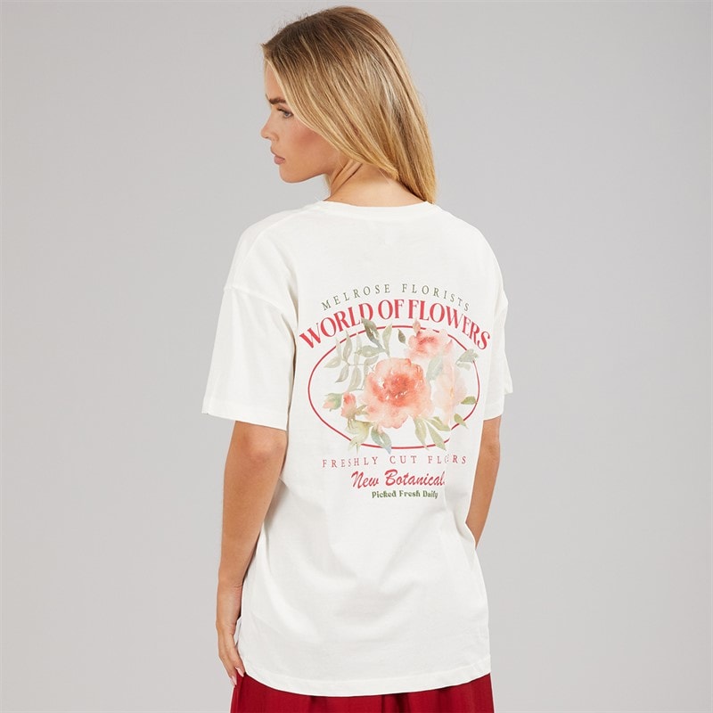 Brave Soul Womens Bloom Print T-Shirt Cream - Image 3