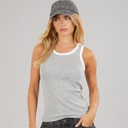 Brave Soul Womens Lucie Contrast Vest Grey Marl/White
