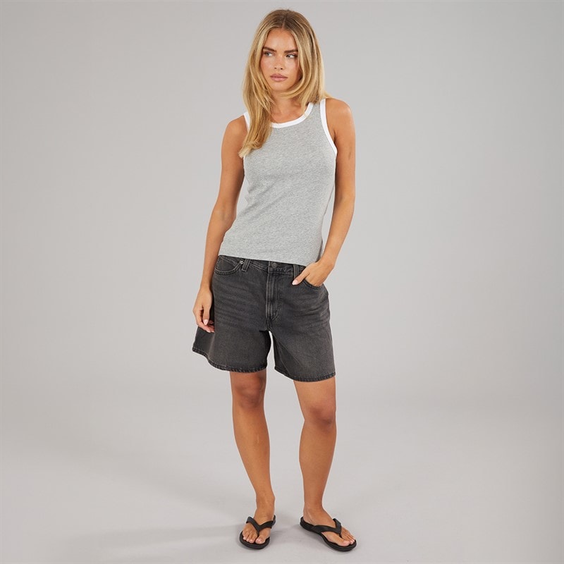 Brave Soul Womens Lucie Contrast Vest Grey Marl/White - Image 3