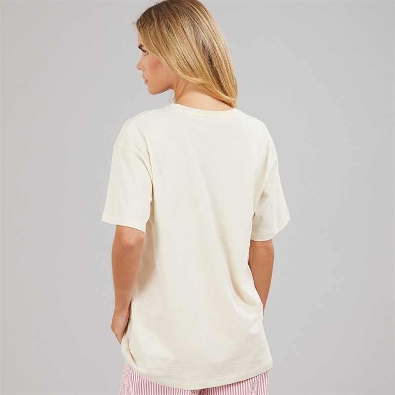 Brave Soul Womens Oversized Graphic T-Shirt Cream - Image 2