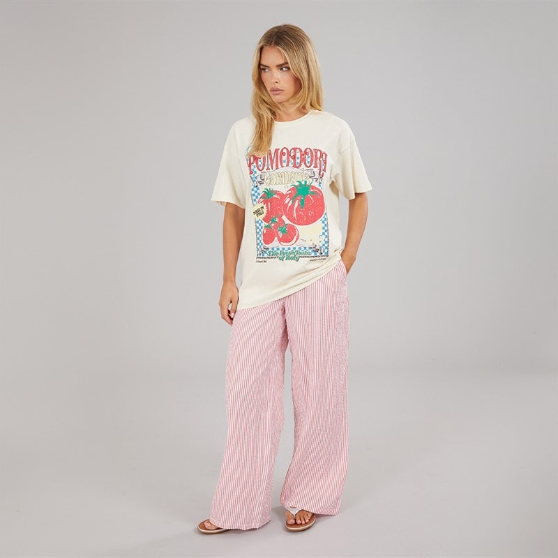 Brave Soul Womens Oversized Graphic T-Shirt Cream - Image 3