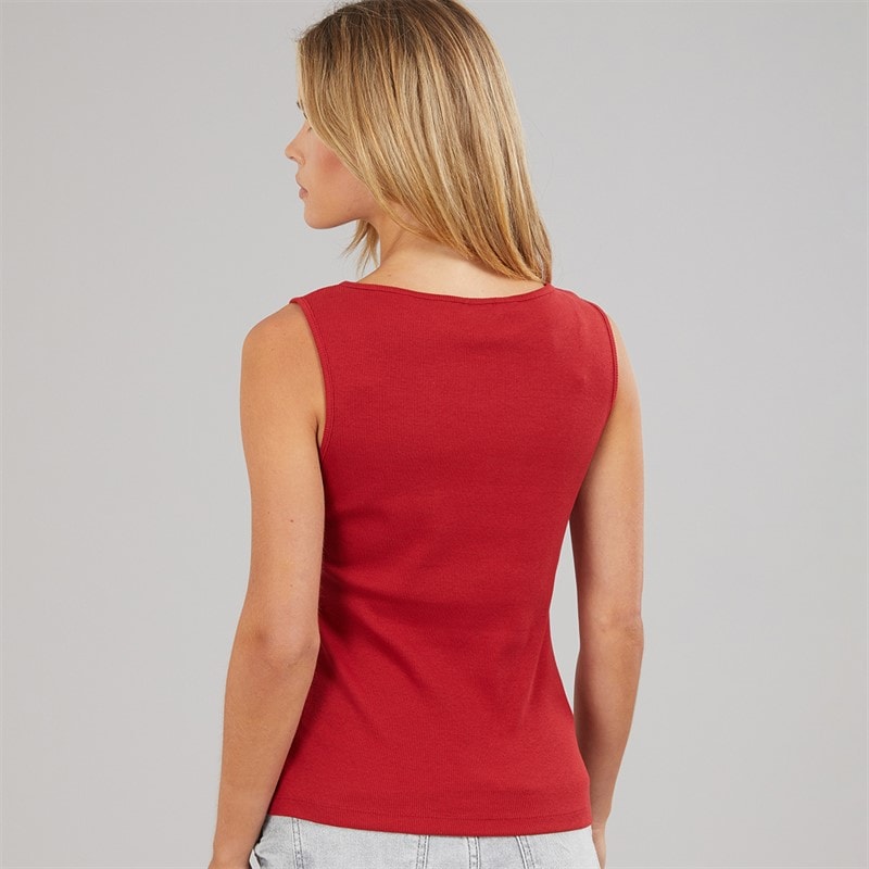 Brave Soul Womens Quantum Button Down Vest Red - Image 2