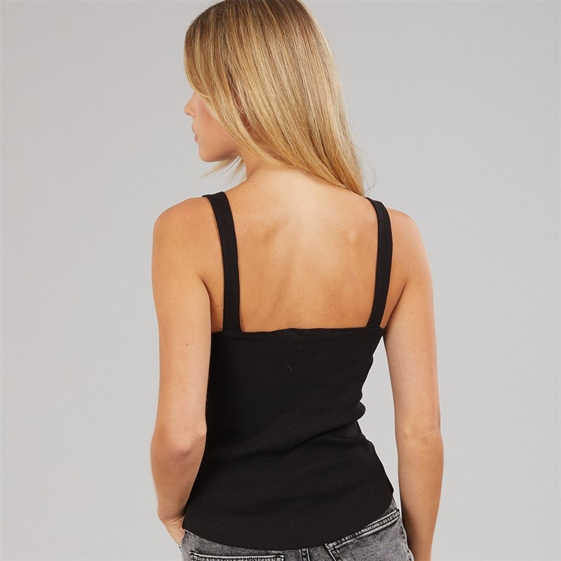 Brave Soul Womens Button Down Vest Black - Image 2
