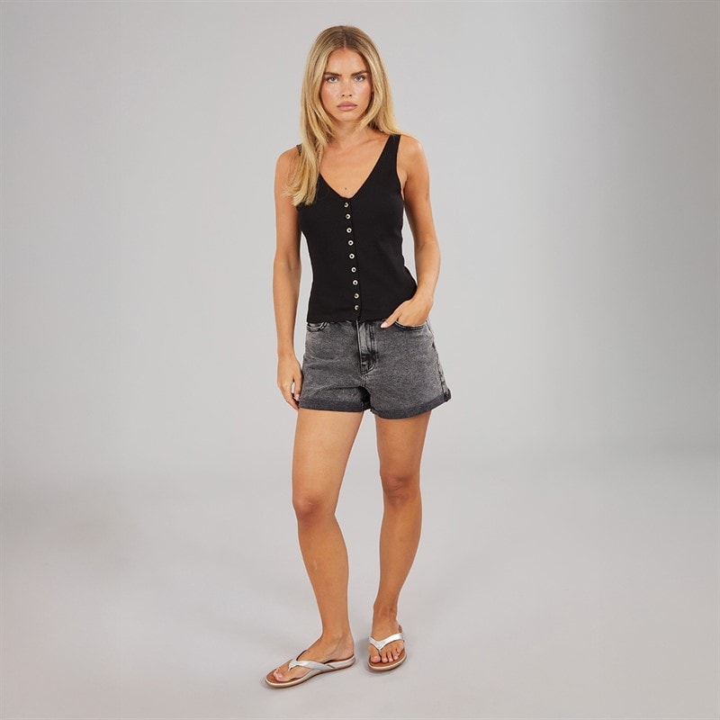 Brave Soul Womens Button Down Vest Black - Image 3