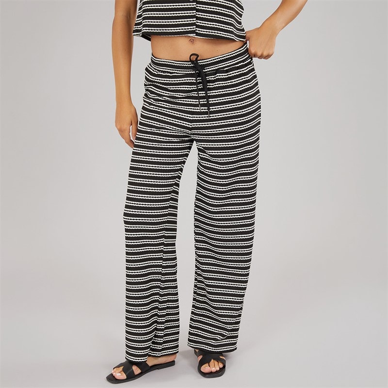 Brave Soul Womens Alice Stripe Trousers Black/Cream - Image 2