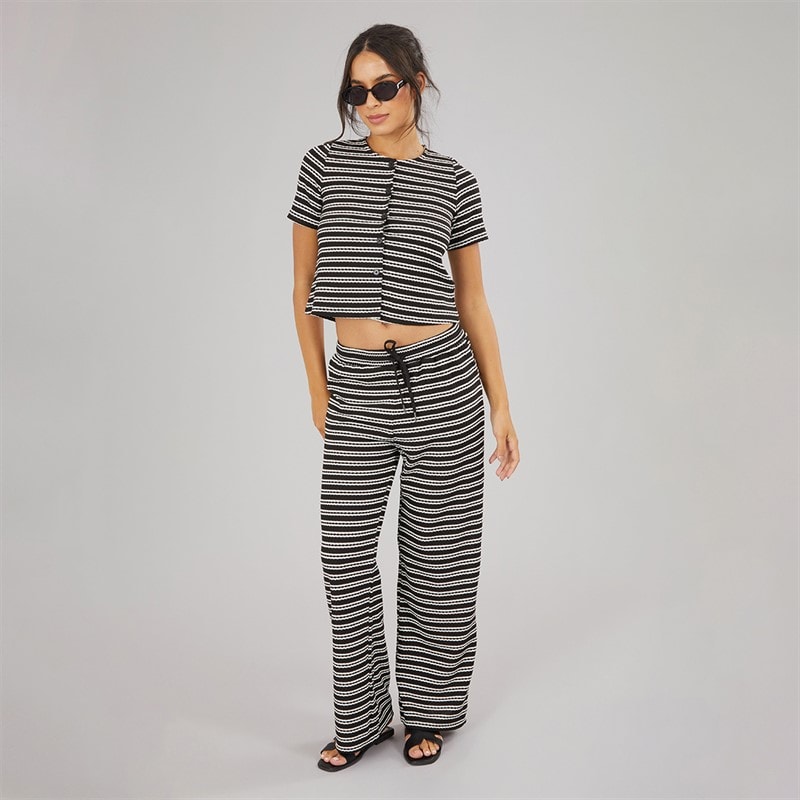 Brave Soul Womens Alice Stripe Trousers Black/Cream - Image 4