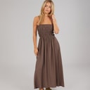 Brave Soul Womens Cilla A-Line Midi Dress Dark Taupe