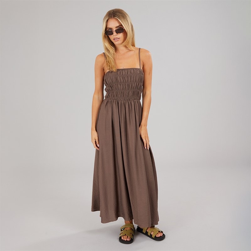 Brave Soul Womens Cilla A-Line Midi Dress Dark Taupe - Image 3