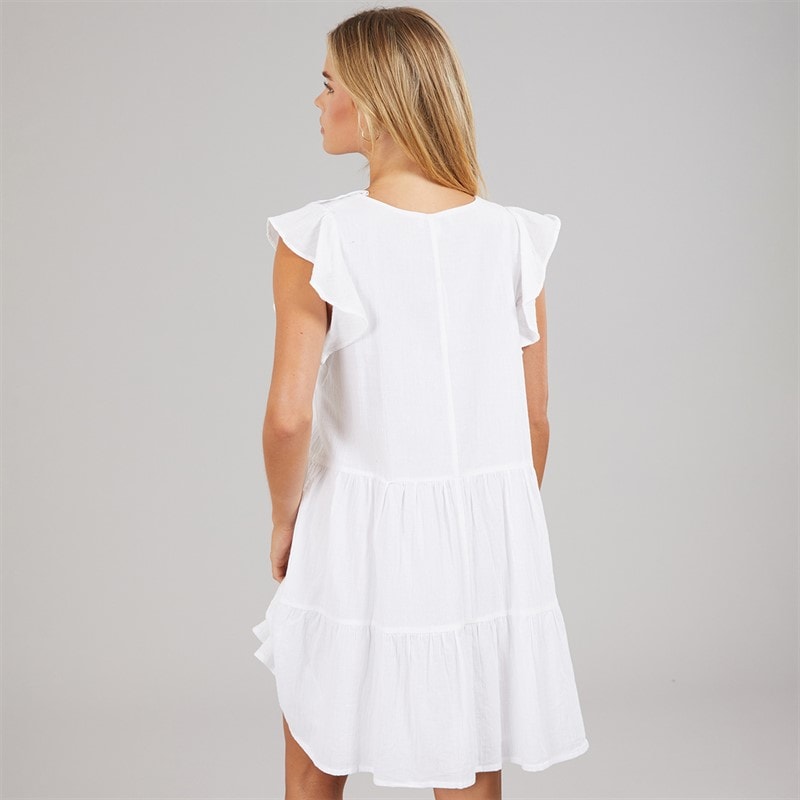 Brave Soul Womens Cassie Short Sleeve Tiered Dress White - Image 2
