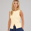 Brave Soul Womens Quantum Button Down Vest Pale Lemon