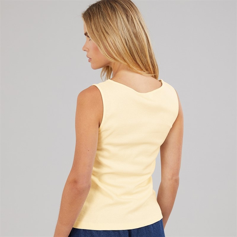Brave Soul Womens Quantum Button Down Vest Pale Lemon - Image 2