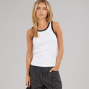 Brave Soul Womens Lucie Contrast Vest White/Black