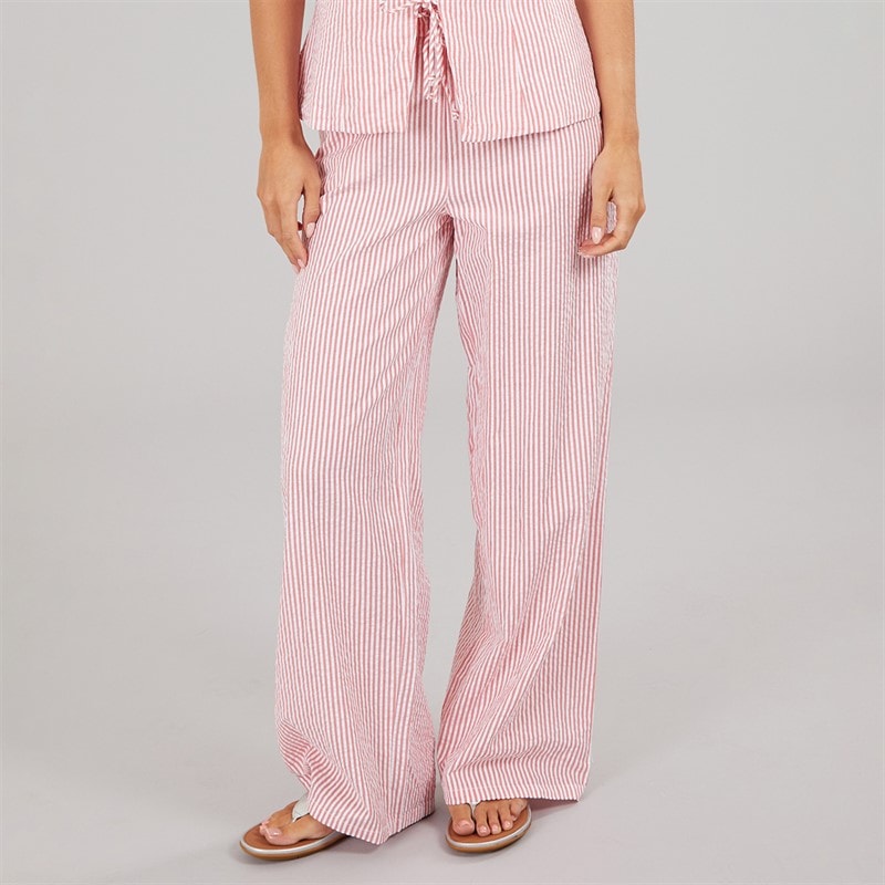 Brave Soul Womens Ora Stripe Trousers Red/White