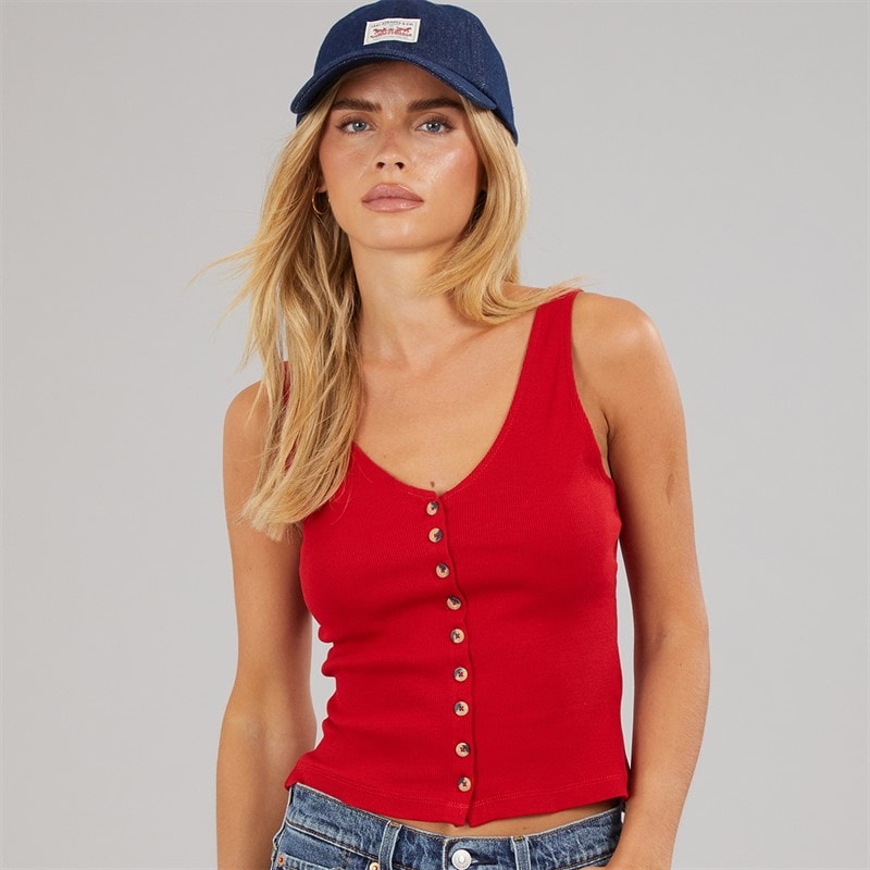 Brave Soul Womens Button Down Vest Red