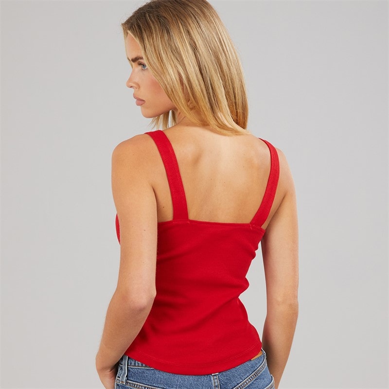 Brave Soul Womens Button Down Vest Red - Image 2
