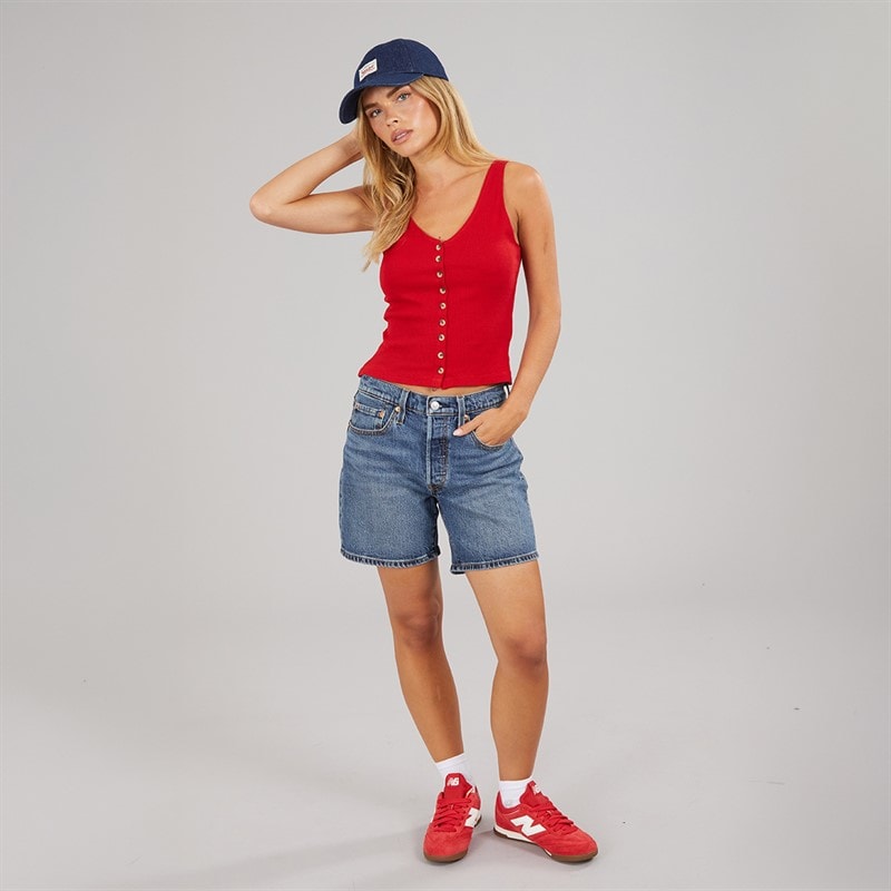 Brave Soul Womens Button Down Vest Red - Image 4
