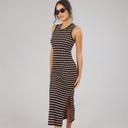 Brave Soul Womens Lynus Textured Maxi Dress Brown/Cream