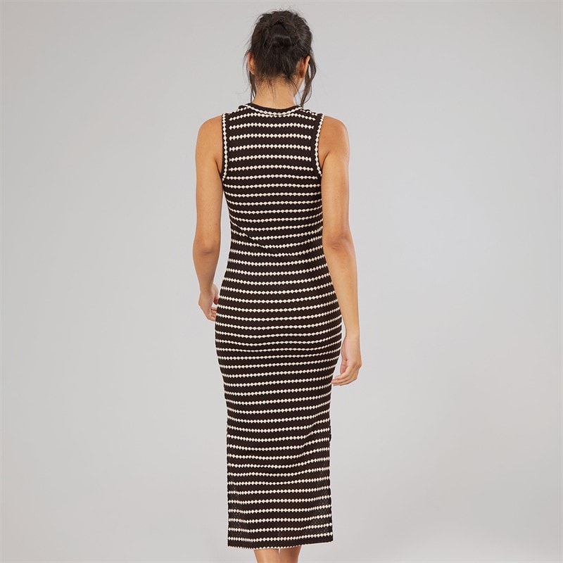 Brave Soul Womens Lynus Textured Maxi Dress Brown/Cream - Image 2