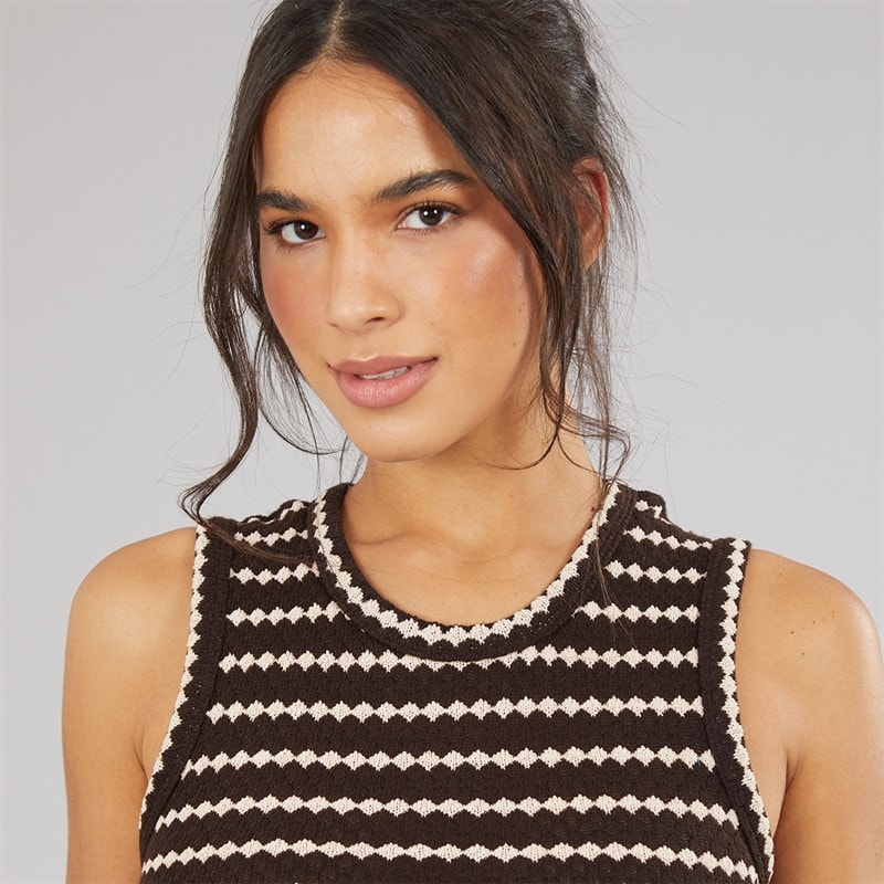 Brave Soul Womens Lynus Textured Maxi Dress Brown/Cream - Image 3