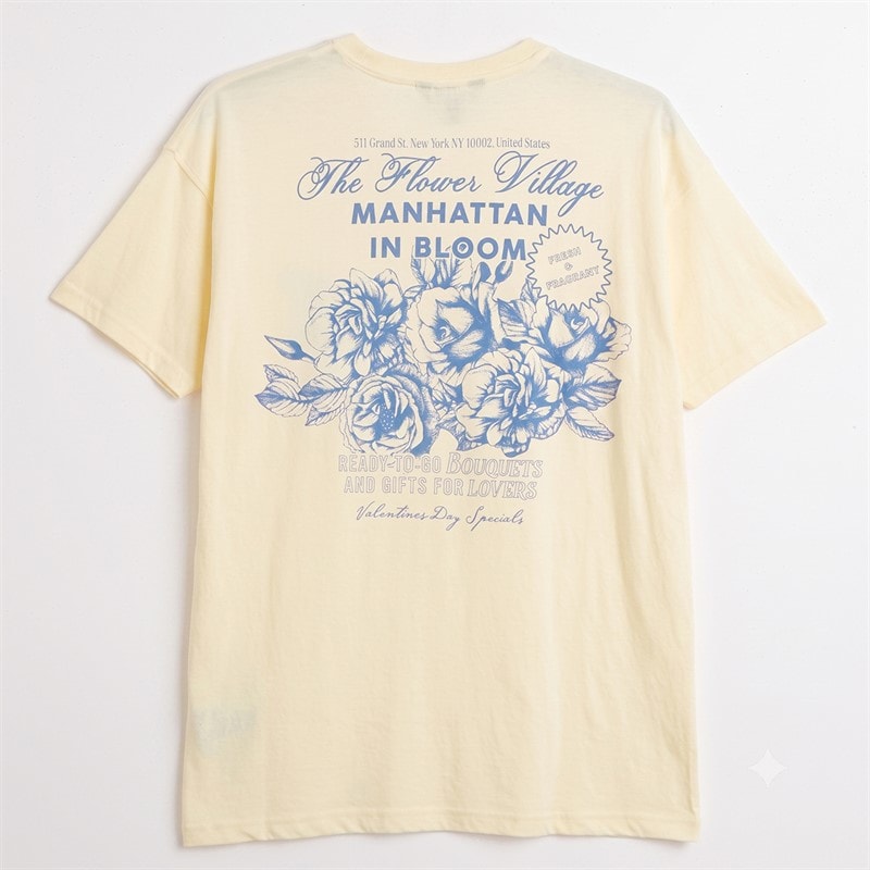 Brave Soul Womens Bloom Printed T-Shirt Yellow/Blue - Image 3