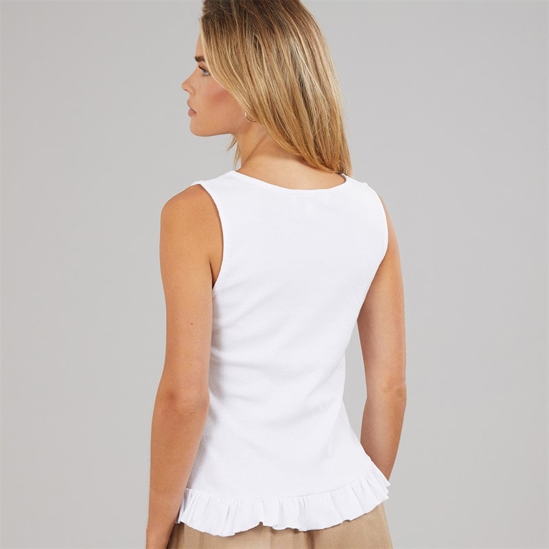 Brave Soul Womens Sweetie Frill Vest White - Image 2