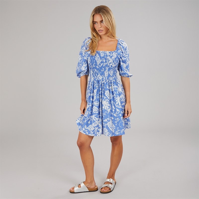 Brave Soul Womens Lainey Mini Dress Blue/White - Image 3