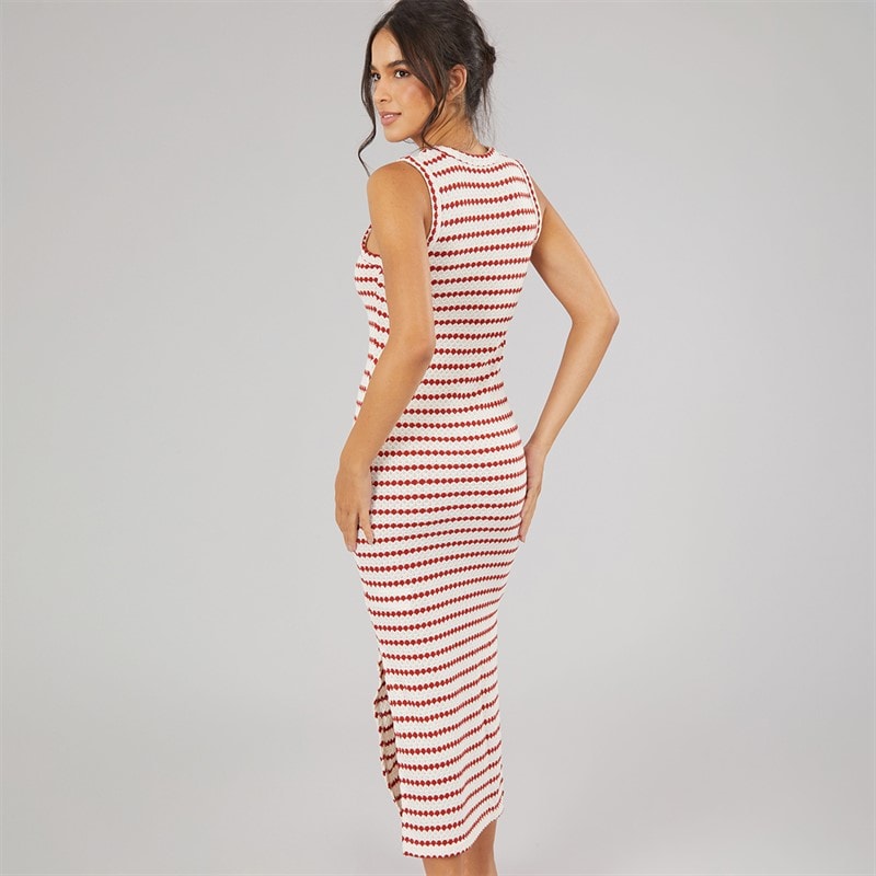 Brave Soul Womens Lynus Textured Maxi Dress Cream/Red - Image 2