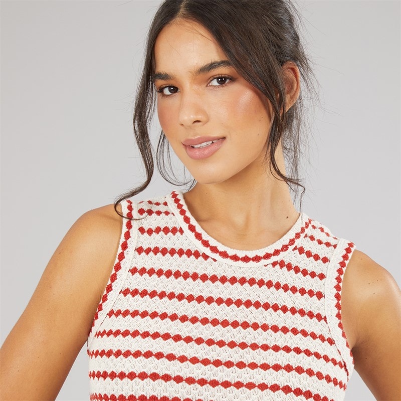 Brave Soul Womens Lynus Textured Maxi Dress Cream/Red - Image 3