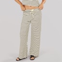 Brave Soul Womens Alice Stripe Trousers Cream/Black