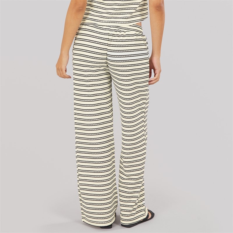 Brave Soul Womens Alice Stripe Trousers Cream/Black - Image 2