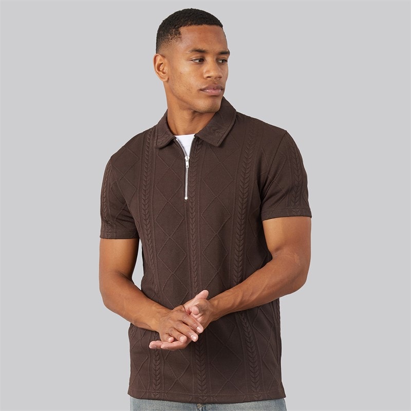 Brave Soul Mens Renix Polo Shirt Bitter Chocolate