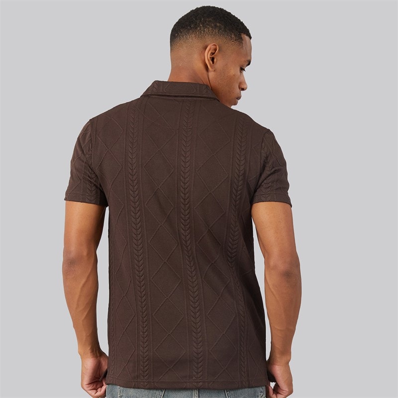 Brave Soul Mens Renix Polo Shirt Bitter Chocolate - Image 2