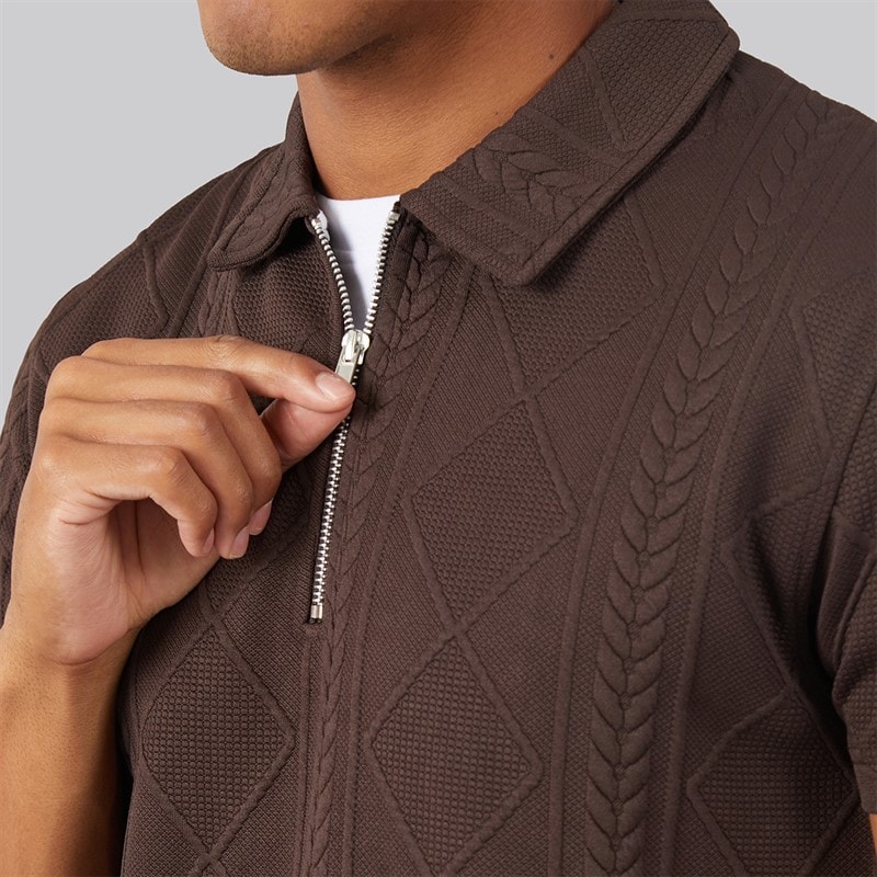 Brave Soul Mens Renix Polo Shirt Bitter Chocolate - Image 3