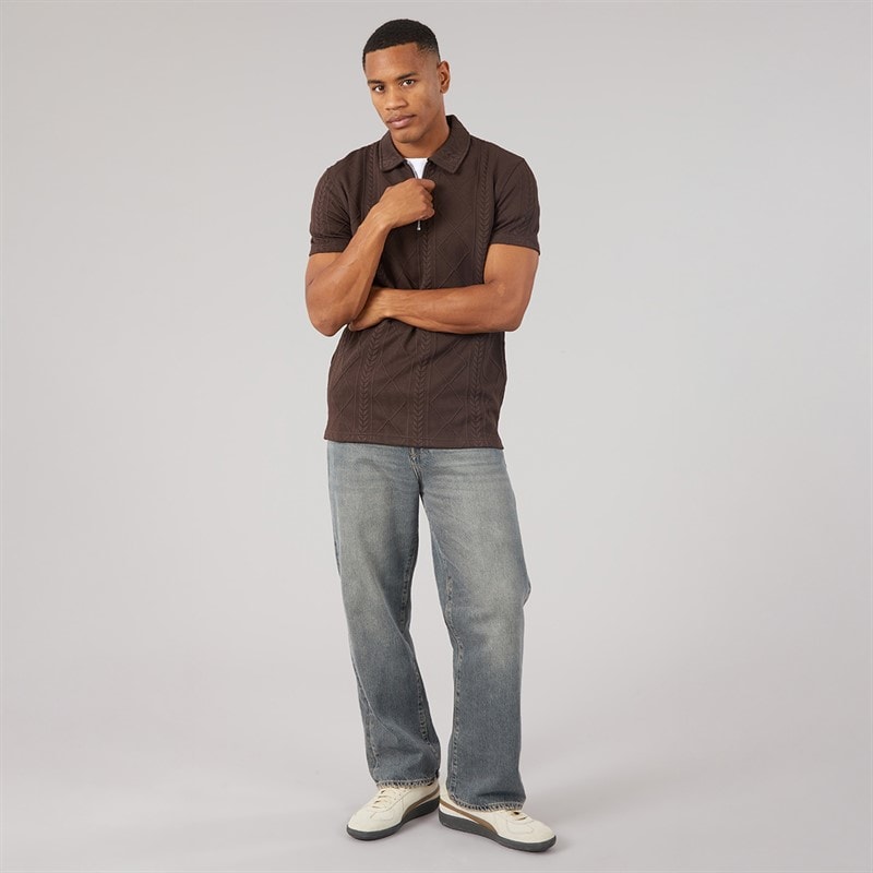 Brave Soul Mens Renix Polo Shirt Bitter Chocolate - Image 4