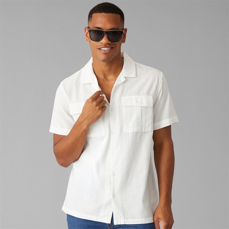 Brave Soul Mens Mikitad Shirt Optic White - Image 1