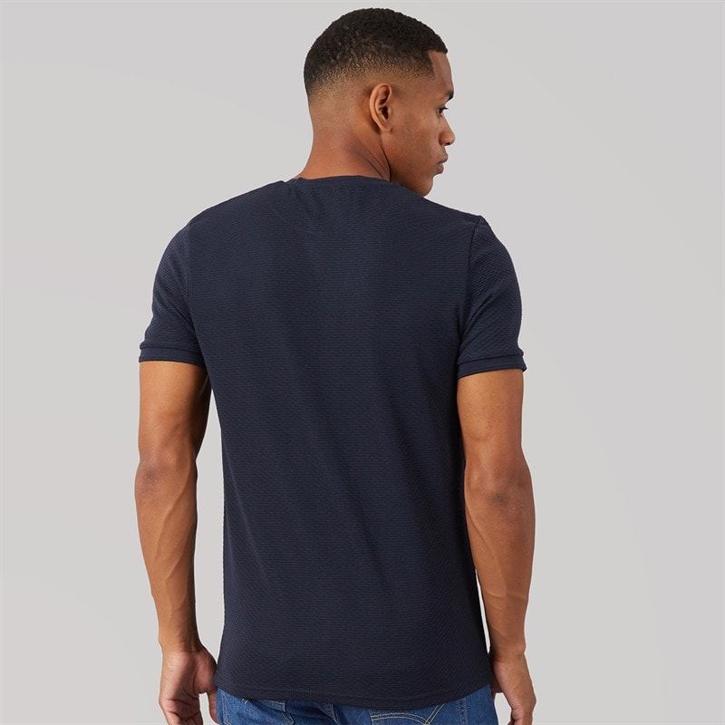 Brave Soul Mens Qunita Crew Neck T-Shirt Navy - Image 2