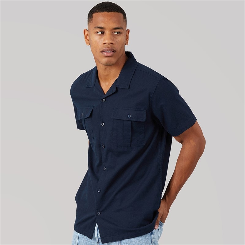Brave Soul Mens Mikitad Shirt Navy - Image 1