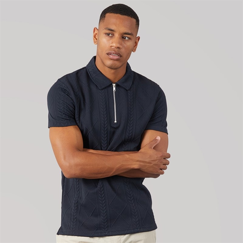 Brave Soul Mens Renix Polo Shirt Dark Navy Dk Navy - Image 3