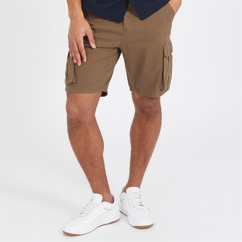 Brave Soul Mens Riverwood Cargo Shorts Khaki - Image 1