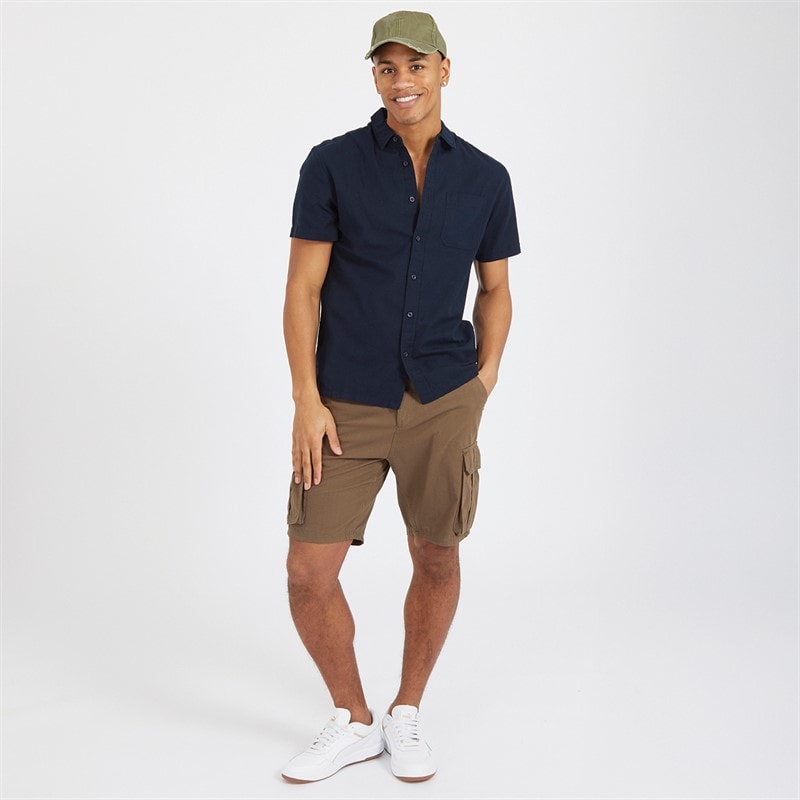 Brave Soul Mens Riverwood Cargo Shorts Khaki - Image 3
