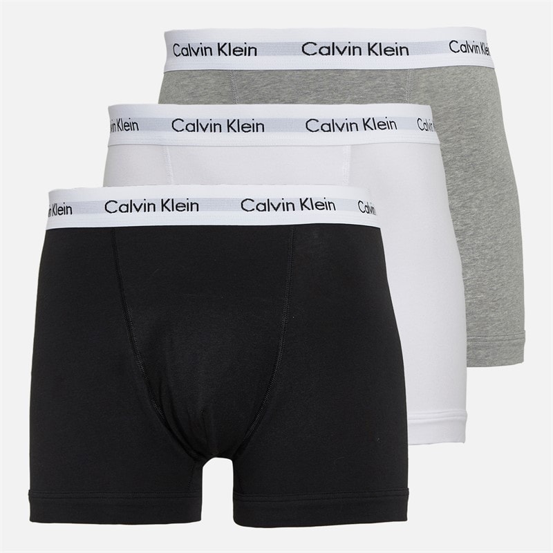 Calvin Klein Mens Cotton Stretch Three Pack Boxer Trunks Black/Grey Heather/White - Image 1
