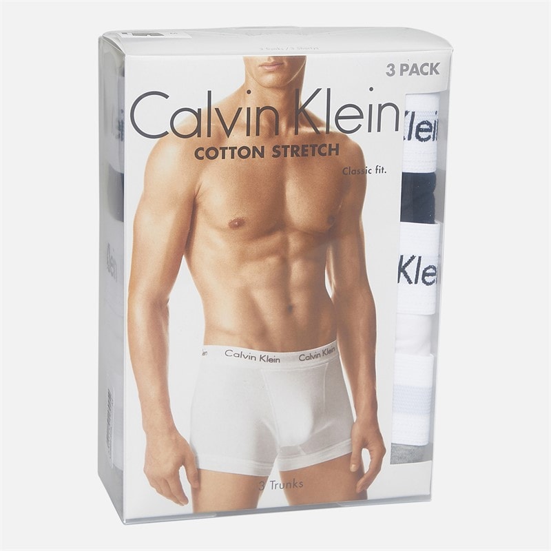 Calvin Klein Mens Cotton Stretch Three Pack Boxer Trunks Black/Grey Heather/White - Image 2