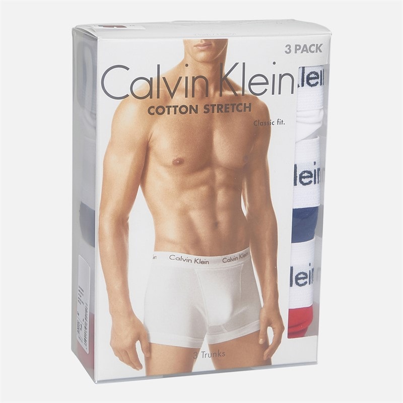 Calvin Klein Mens Cotton Stretch Three Boxer Pack Trunks White/Red - Image 2