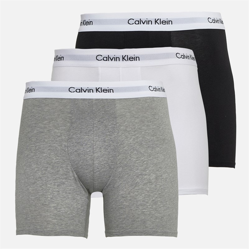 Calvin Klein Mens Cotton Stretch Three Pack Boxer Briefs Black/Grey Heather/White - Image 1