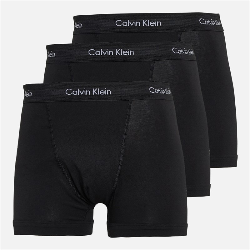 Calvin Klein Mens Cotton Stretch Three Pack Boxer Trunks Black/Black