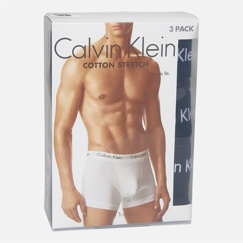 Calvin Klein Mens Cotton Stretch Three Pack Boxer Trunks Black/Black - Image 2