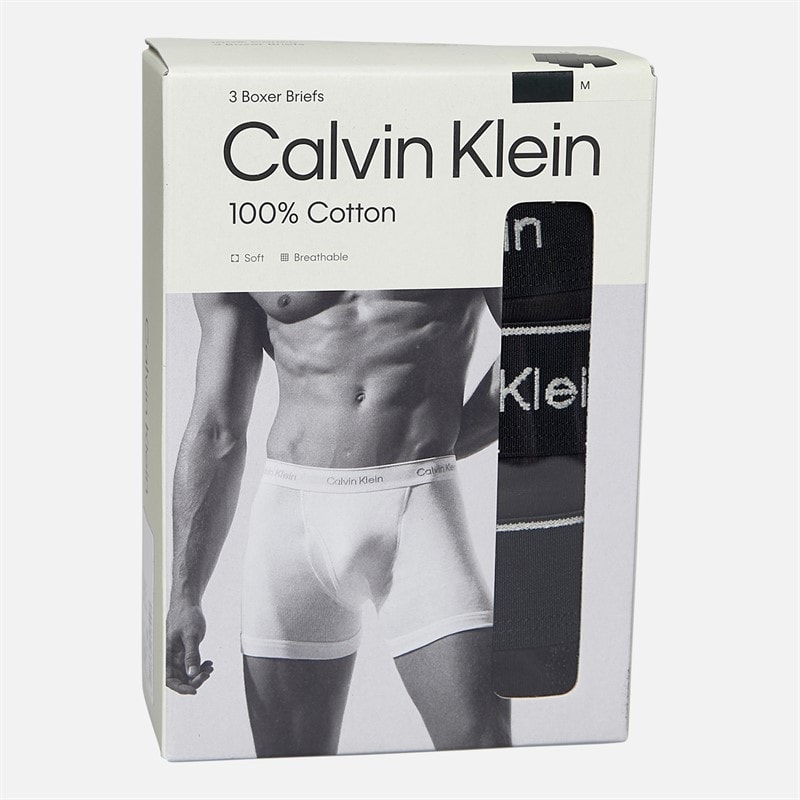 Calvin Klein Mens Cotton Stretch Three Pack Boxer Briefs Black - Image 2
