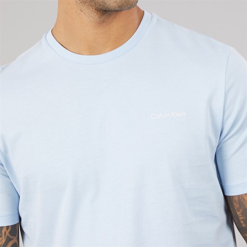 Calvin Klein Mens Micro Logo Crew Neck T-Shirt Breezy Blue - Image 3