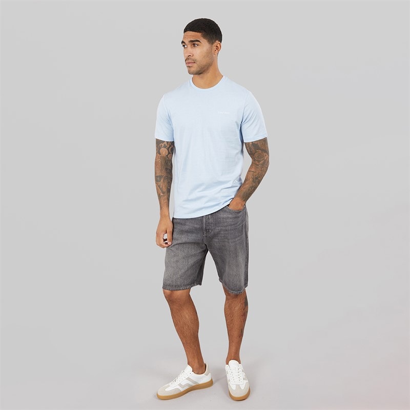 Calvin Klein Mens Micro Logo Crew Neck T-Shirt Breezy Blue - Image 4