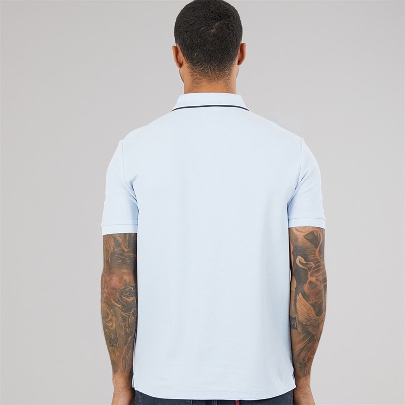 Calvin Klein Mens Short Sleeve Refined Pique Tip Polo Shirt Breezy Blue - Image 2